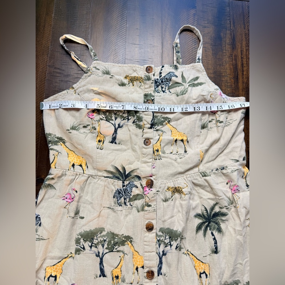 Old navy Safari Print tan Dress linen blend size large - Picture 6 of 8